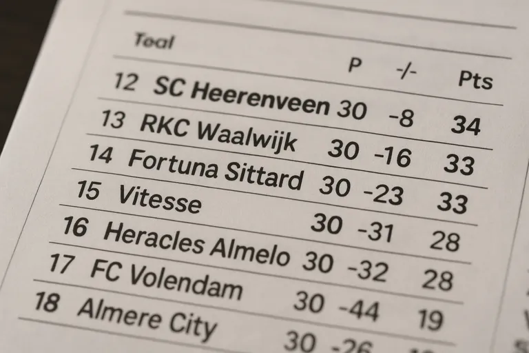 Wat betekent de stand van SC Heerenveen?